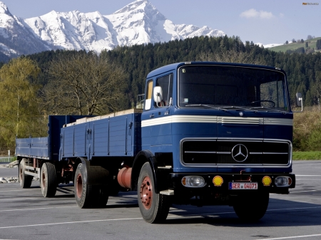 mercedes benz lp series - mountain, truck, benz, tree, mercedes