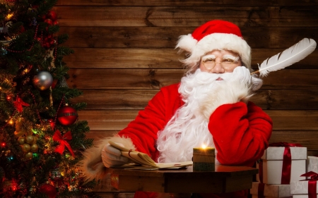 Santa Claus - white, santa, craciun, red, feather, old man, christmas