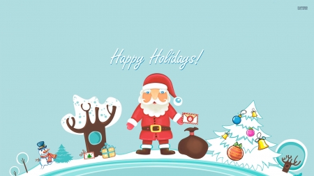 Happy Holidays - Happy, Holidays, Cartoon, Santa