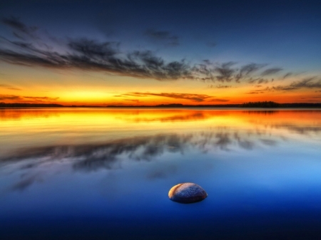 Sea Sunset - water, reflection, clouds, sunset, sea, nature