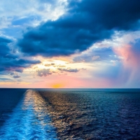 boat trail in the ocean