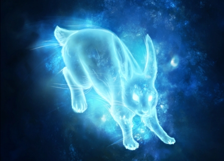 Celestial rabbit - bunny, fantasy, rabbit, art, patreon, game, luminos, blue, maonii