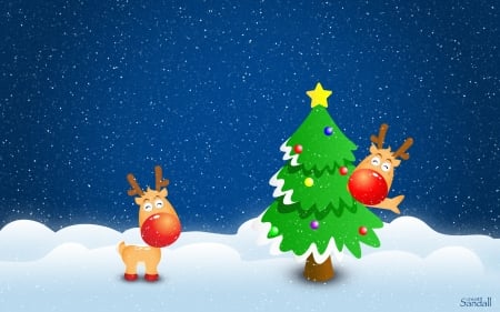 Merry Christmas! - red, funny, winter, craciun, reindeer, vector, christmas, white, fantasy, green