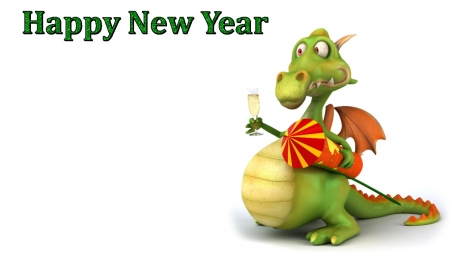 Happy New Year - champagne, dragons, happy new year, christmas