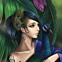 Girl with Peacock