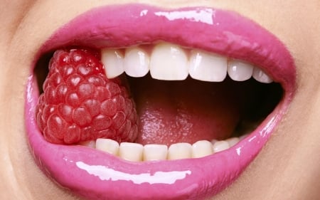 Strawberry pink - mouth, strawberry, lisptick, pink, lips, red, woman, fruit, glossy