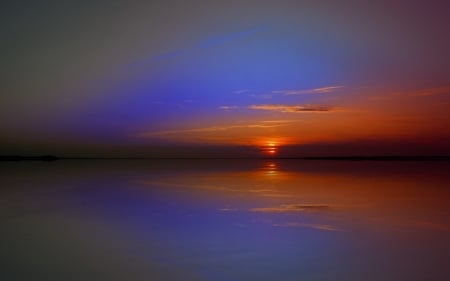 The Sound of Silence - reflection, clouds, sunset, sea, ocean, nature