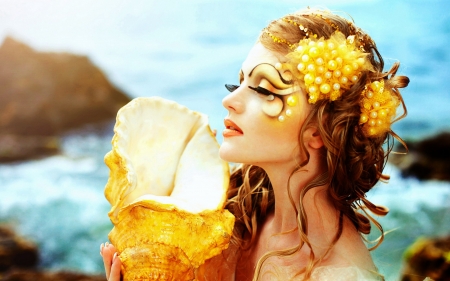 â™¥ - girl, make up, sea, model