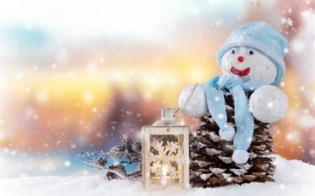 Happy Holidays - decor, snowman, snow, christmas