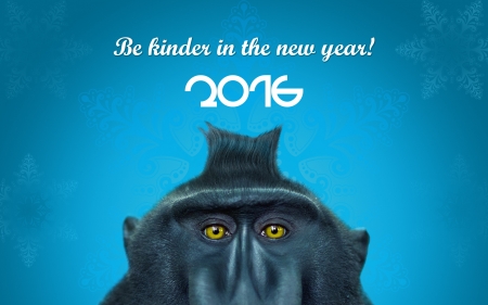 Happy New Year! - zodiac, blue, card, year, animal, monkey, chinese, new