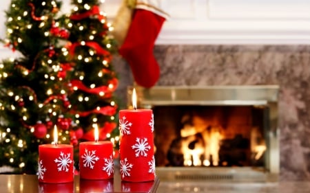 Merry Christmas! - craciun, candle, red, card, deco, christmas