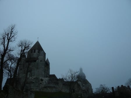 brume sur le chateau - france, castle, architecture, medieval, provins