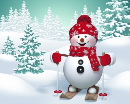 Merry Christmas - snow, snowman, winter, Christmas