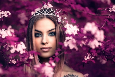 Queen fairy - woman, face, alessandro di cicco, girl, queen fairy, pink, model, flower