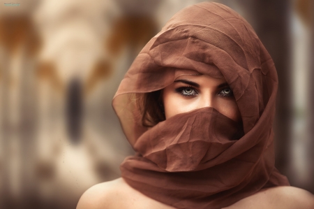 :) - alessandro di cicco, veil, the sweet assassin, woman, model, brown, girl, eyes