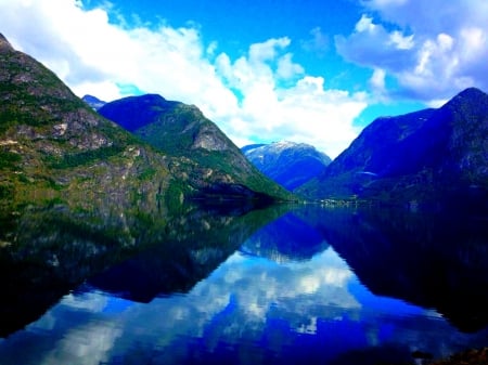 Blue Fjord - Nature, Mountain, Fjord, Landscape, Blue