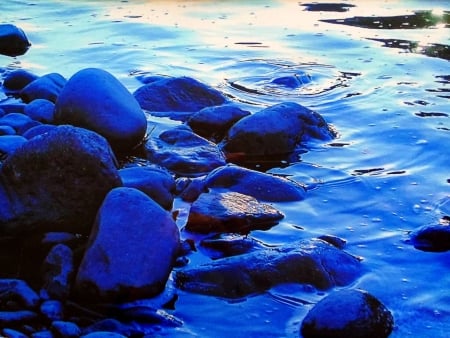 At the blue river bank - water, color, blue, river