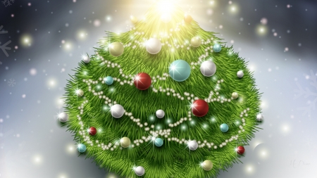 Christmas Tree Ball - winter, holiday, lights, Christmas, tree, Feliz Navidad