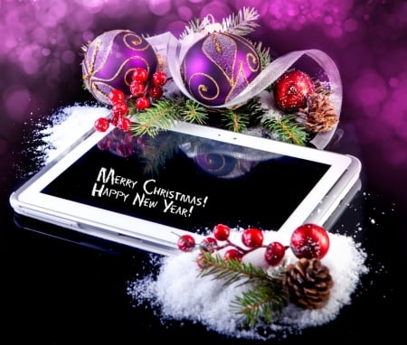 Merry Christmas! Happy New Year! - new year, purple, holidays, christmas