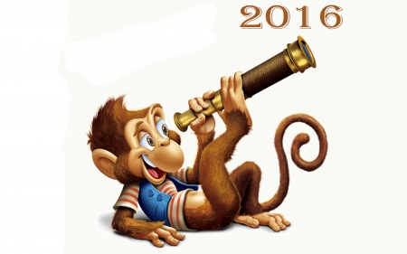 Happy New Year! - white, new year, 2016, zodiac, animal, monkey, funny, chinese