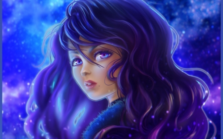 Yennefer - girl, yennefer, fantasy, the witcher, purple, art, game, blue, prywinko