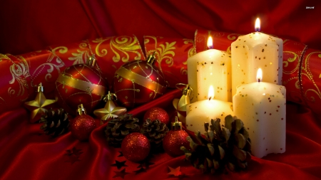 Christmas Decorations - Candles, And, Baubles, Decorations, Christmas