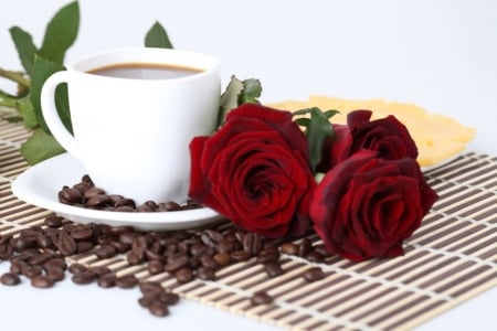 â™¥ - coffeebeans, tea, flowers, breakfast