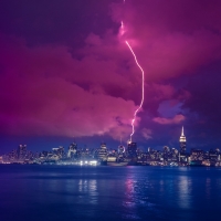 New York City Skyline Lightning