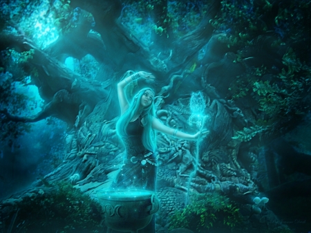 Magic Fantasy Girl - wood, girl, forest, magic, fantasy