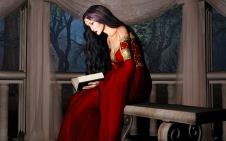 Princess in the Tower - fantasy, female, woman, beautiful, digital, girl, princess, art