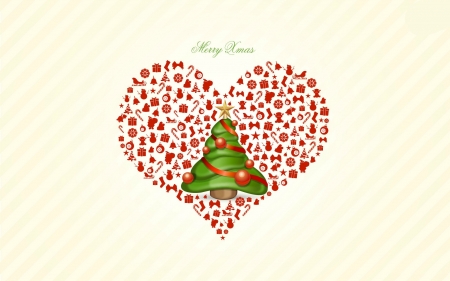 Merry Christmas! - craciun, heart, red, card, green, tree, bell, christmas