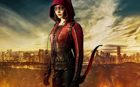 Arrow (2012 - ) - thea queen, willa holland, red, tv series, hood, fantasy, poster, arrow