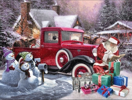 Santa's Ride - santa, present, claus, truck