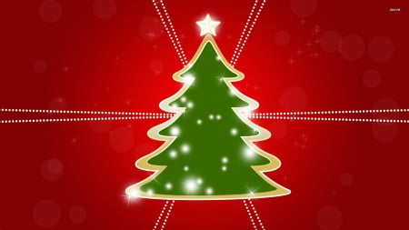 Christmas Tree - background, red, tree, christmas, on