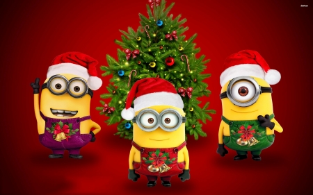 merry christmas minions - merry, tree, christmas, minion