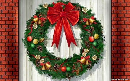 Christmas Wreath - Door, Hanging, Front, On, Wreath, Christmas