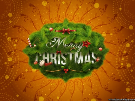 Merry Christmas Wreath - Wallpaper, Christmas, Wreath, Merry