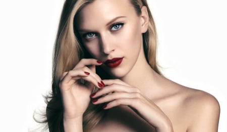 Stunning - women, beauty, lips, make up, glamour, red, beautiful, nails, blonde