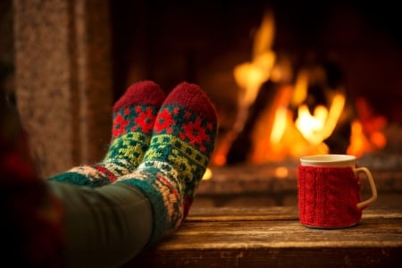 ♥ - warm, socks, fire, mug