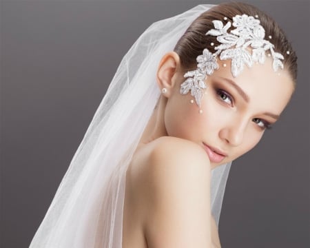 Lovely Bride - veil, bride, woman, model