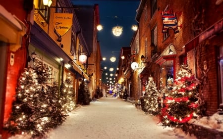 Christmas - street, winter, decoration, photography, snow, Christmas