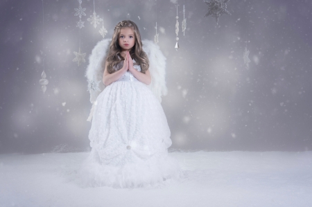 Angel - craciun, girl, angel, wings, child, copil, christmas, white, grey