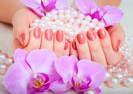 ♥ - flowers, orchid, hands, pearls