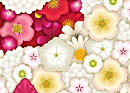 Flowers - white, paper, flower, pattern, pink, yellow, texture