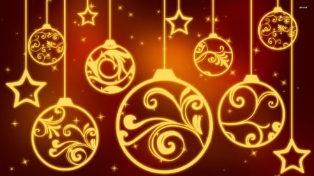 Glowing Christmas Baubles - Wallpaper, Christmas, Glowing, Baubles