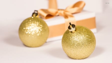 Golden Baubles By The Christmas Present - by, present, bauble, golden, the, christmas