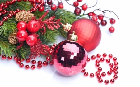 Christmas balls - red, decoration, bulb, pearls, christmas