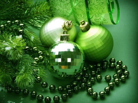 Christmas balls - christmas, bulb, decoration, green