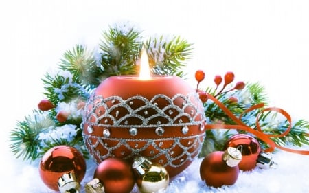 Christmas candle - candle, decoration, bulb, christmas