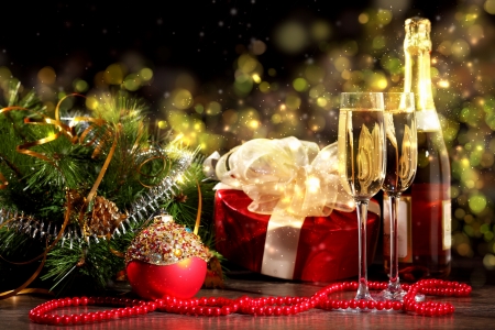 Merry Christmas - wine, Christmas, gifts, decor